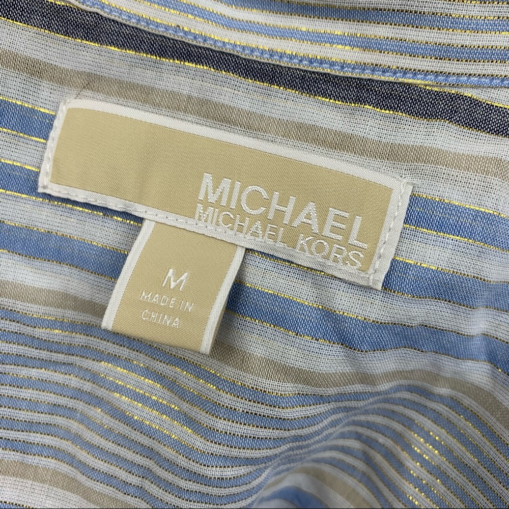 Micheal Kors Striped Tie Waist Short Sleeve Shirt - Picture 6 of 9